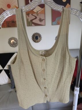 Textured Button-Front Tank Top in Light Olive - Heart & Hips